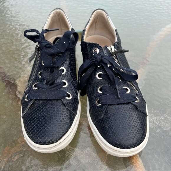 Ron White Olwyn Snakeskin Reptile Lizard Embossed Navy Sneakers - Picture 3 of 14